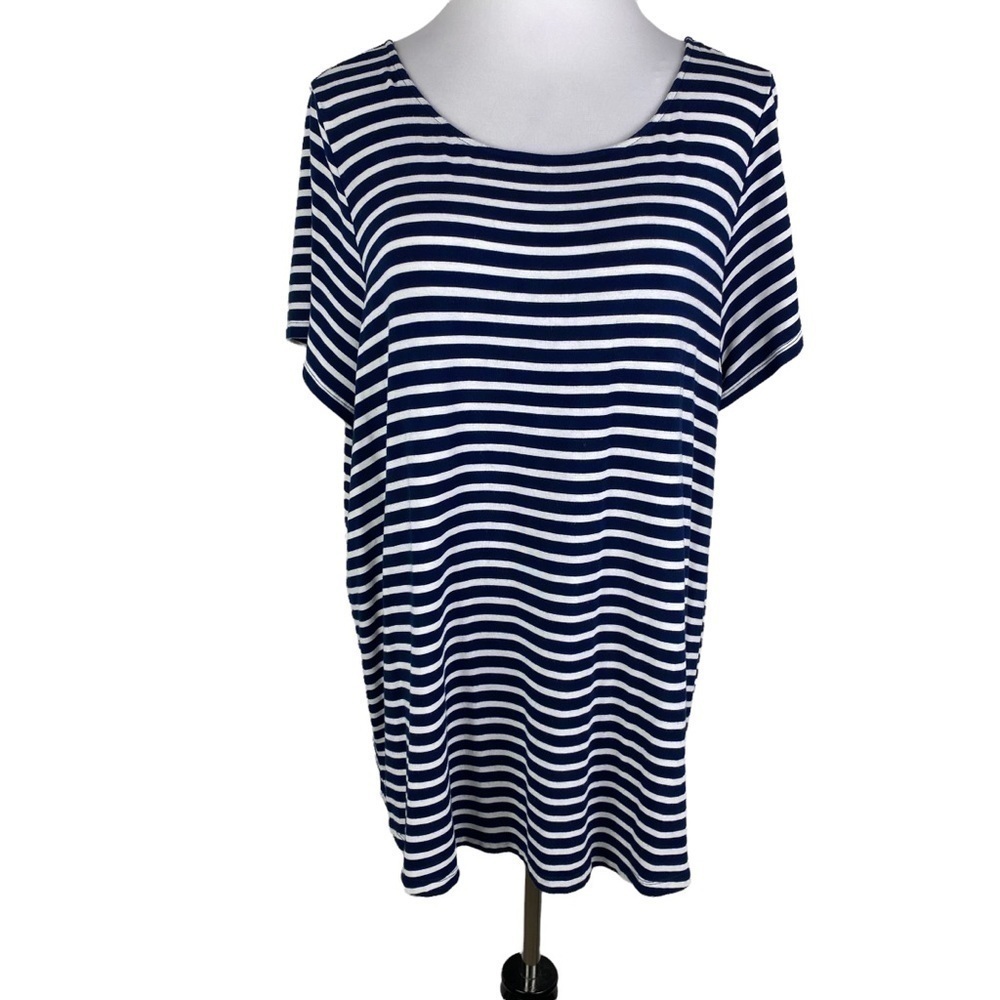 Avenue‎ Striped Laced Back Blouse